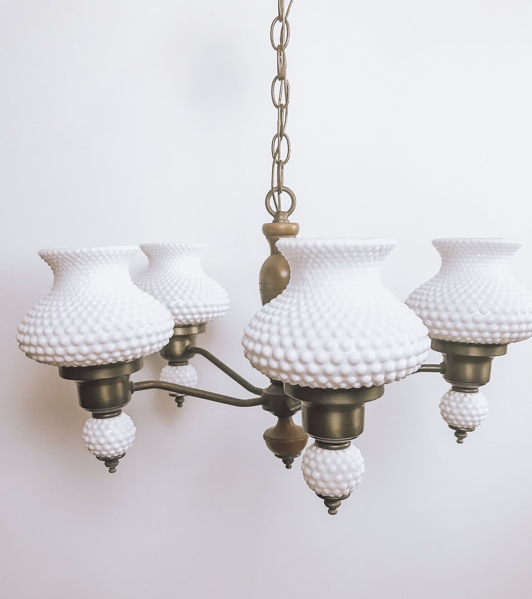 Hobnail Milk Glass Chandelier Etsy