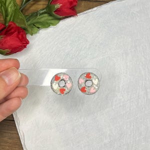 Valentine’s Heart Sprinkle Donut Clay Earrings