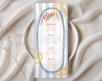 Lemon Wedding Menu Template | Hand-Drawn Dolce Vita (Digital Download)