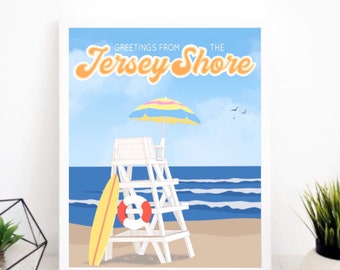 Cartão postal de viagem da costa de Jersey / Arte de parede / Impressão digital