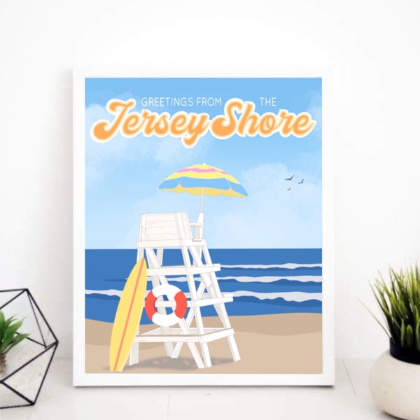 Jersey Shore Travel Postcard / Wall Art / Digital Print