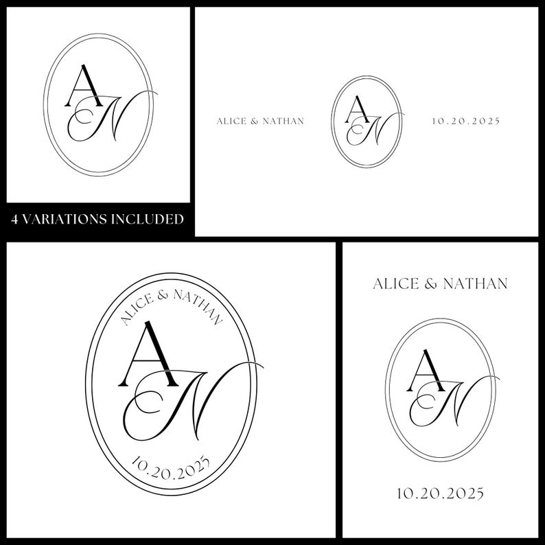 Custom Wedding Monogram | Minimalist Modern Logo (digital Download) - Etsy