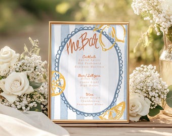 Lemon Bar Menu Template: Signature Drinks Sign (Canva Editable, Digital Download)