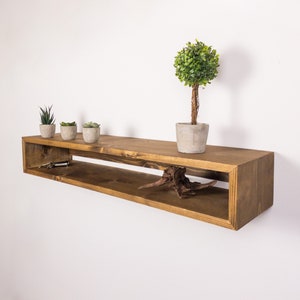 Rustic Floating Entryway Table: Knotty Pine Console Shelf