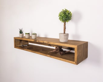 Rustic Floating Entryway Table: Knotty Pine Console Shelf