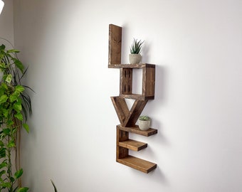 Handmade Wood LOVE Shelf: Rustic Home Decor