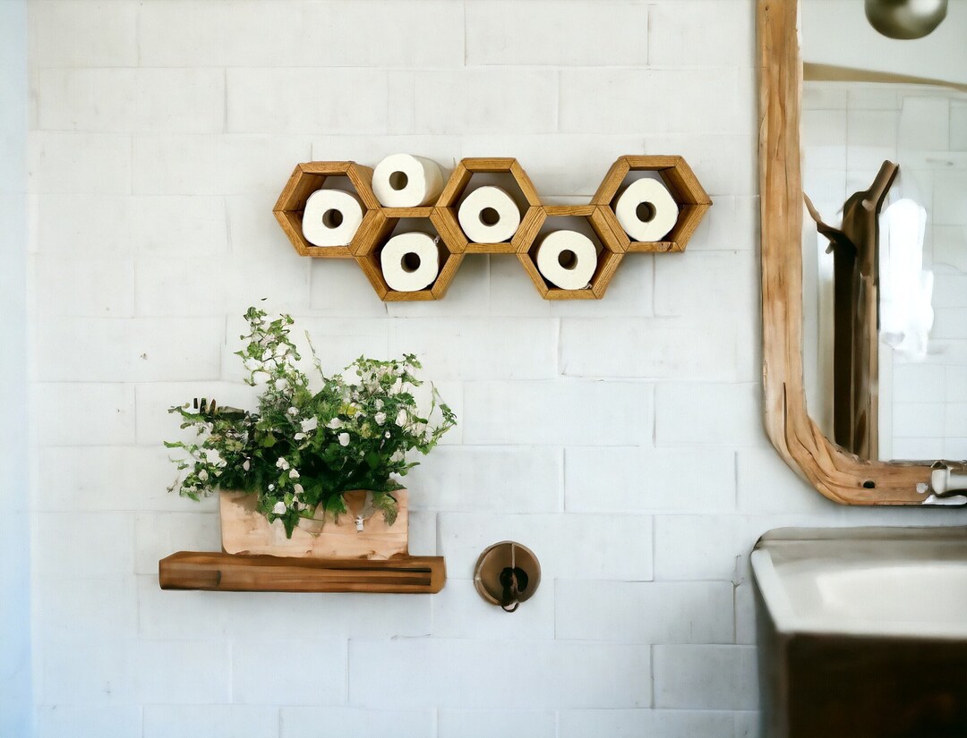Toilet Paper Holder, Toilet Paper Storage, Bathroom Decor, Wall Mounted ...