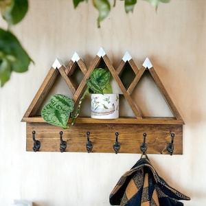 Mountain Shelf with Heavy Duty Hooks - Rustic Decor - Adventure Decor