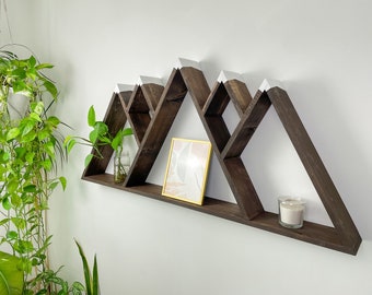 Rustic 5 Peak Mountain Shelf: Spruce Wood Adventure Decor (54" x 24.5")