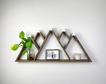 5 Peak Mountain Shelf - 42" x  19" - Rustic Decor - Adventure Decor