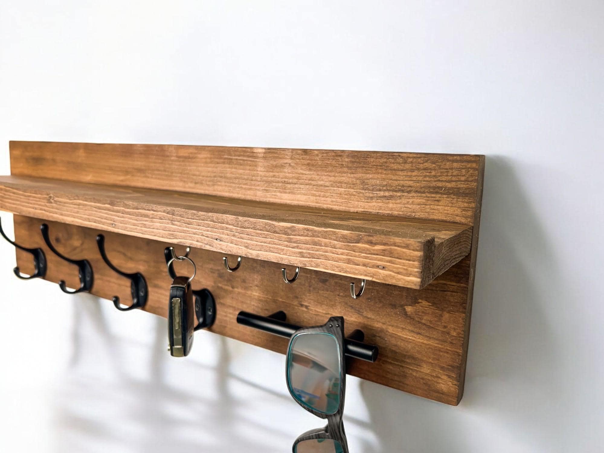 Portachiavi Parete Portachiavi Da Parete Walasis - Design Moderno, Legno Naturale, Organizzazione Per Chiavi E Oggetti Gancio Parete Multifunzione