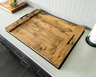 Stovetop Cover Noodle Board – Rustic Wood Stove Cover – Farmhouse Cooktop Cover – Kitchen Serving Tray – Gas Stove Cover