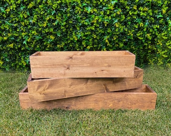 Handmade Knotty Pine Wood Planter Box: Rustic Indoor Outdoor Decor