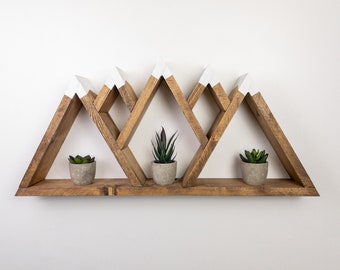Rustic Mountain Nursery Shelf: 5 Peak Pine Wood Decor (27" x 13")
