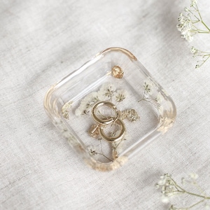 Mini Baby's Breath Square Trinket Tray | Floral Trinket Tray | Ring Dish | Jewellery Tray | Bridal Gifts | Wedding Jewellery Dish