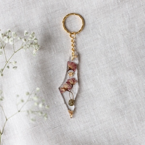 Cherry Blossom Palestine Keychain | Palestinian Map Keychain | Floral Keychain | Perfect Gift | Warm Gift | Palestine Accessories | Art