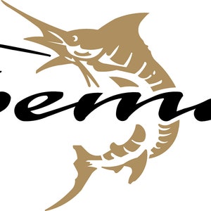May include: A black and white logo with the word "Albemarle" in a stylized script font. A brown silhouette of a marlin fish is jumping out of the water, with a fishing line extending from its mouth.