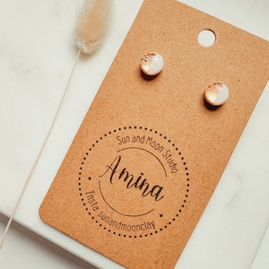 ROSÈGOLD YVORY Polymer Clay Stud Earrings, Handmade, Hypoallergenic, White, Rose Gold, 1 Pair