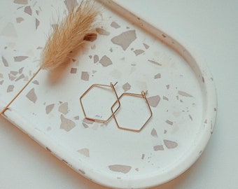 HEXAGON Creole Gold, Hoops, Minimalistisch, 18k vergoldet, 1 Paar