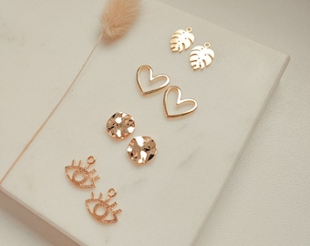 MIX & MATCH charms, minimalist, 18k gold plated, 1 pair