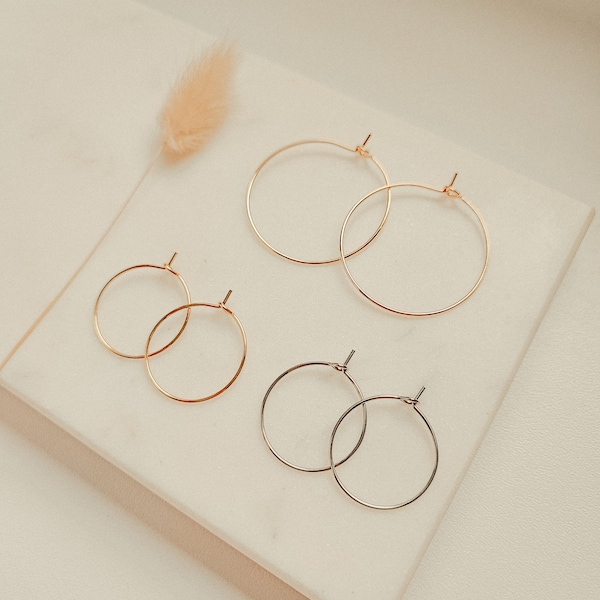 CREOLE gold, silver, mix and match, hoops, minimalist, hypoallergenic, 18k plated, stainless steel, 1 pair