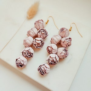 PAEONIA Peony Earrings, Hook Earrings, Minimalist, Gold, Statement Earrings, 1 Pair
