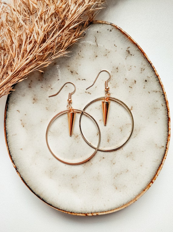 VIVI Gold Stud Earrings Minimalist Hook Earrings Handmade Hypoallergenic Statement Earrings 1 Pair Etsy