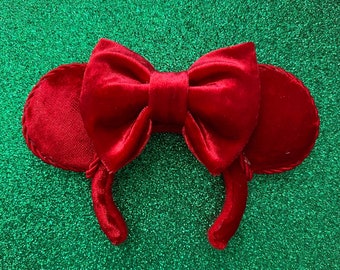 Red Velvet Mini Minnie Ears | Christmas Ears | Disney Ornament | Disney Keychain | Disney Magnet | Nuimo Ears | Disney Ears