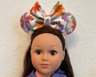 18 Inch Flower Power Doll Minnie Ears | Flower Power Disney Ears | Doll Ears | Doll Disney Ears | Flower Doll Disney Ears