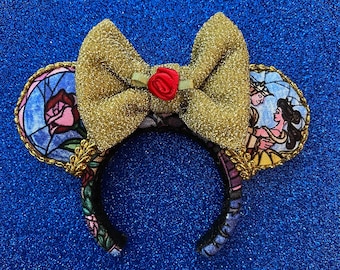 Beauty & The Beast Mini Minnie Ears | Disney Ornament | Disney Keychain | Disney Magnet | Nuimo Ears | Disney Ears | Handmade