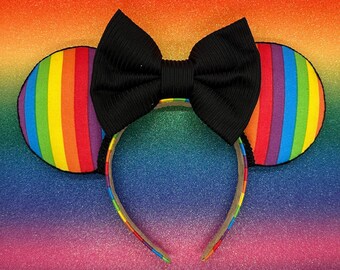 Regenbogen Streifen Ohren | Minnie Maus Ohren | Regenbogen Ohren | Disney Regenbogen Ohren | Disney Ohren