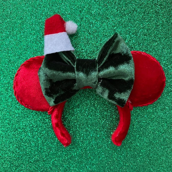 Red Velvet Santa Mini Minnie Ears | Christmas Ears | Disney Ornament | Disney Keychain | Disney Magnet | Nuimo Ears | Disney Ears