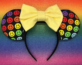 Regenbogen lächelt Ohren | Minnie Maus Ohren | Regenbogen Ohren | Disney Regenbogen Maus Ohren | Disney Ohren