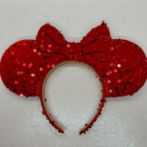Red Sequin Mouse Ears | Mouse Ears |Red Sequin Disney Ears | Christmas Disney Ears | Disney Ears | Sequin Disney Ears