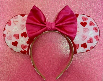 Love Hearts Valentines Day Ears | Minnie Mouse Ears | Valentines Day | Valentines Day Ears | Disney Ears