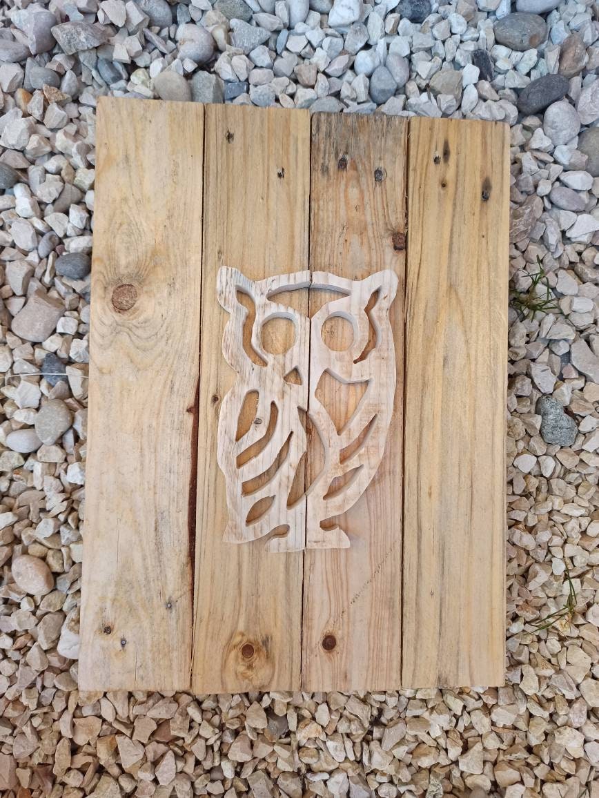 Tableau Chouette Bois de Palettes Recyclé