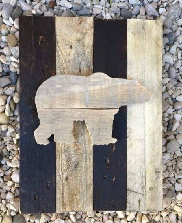 Tableau Ours Bois de Palettes Personnalisé