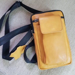 Mini sac à bandoulière de voyage pour bandoulière Sac à bandoulière en cuir de vache véritable unisexe