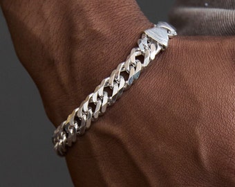thumbnail image 2 of Old English Jewellers 9 Inch Solid 925 Sterling Silver Mens Curb Bracelet – Heavy Chunky 16mm, Italy 2 of 5