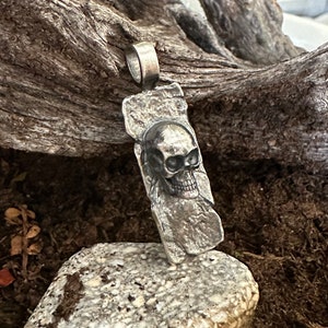 Sterling Silver 925 Skull Pendant,Gothic Inspired Jewelry,Statement Pendant,Handmade Silver925,Skull Lover Gift,Skull Tag Pendat,Biker charm