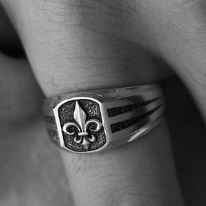 Fleur-de-lis ring Sterling silver,Men Jewerly,Silver925 Ring,Kingdom Ring,Statement Ring,Oxidized Ring, Lily Ring,French Ring,Royalty Ring