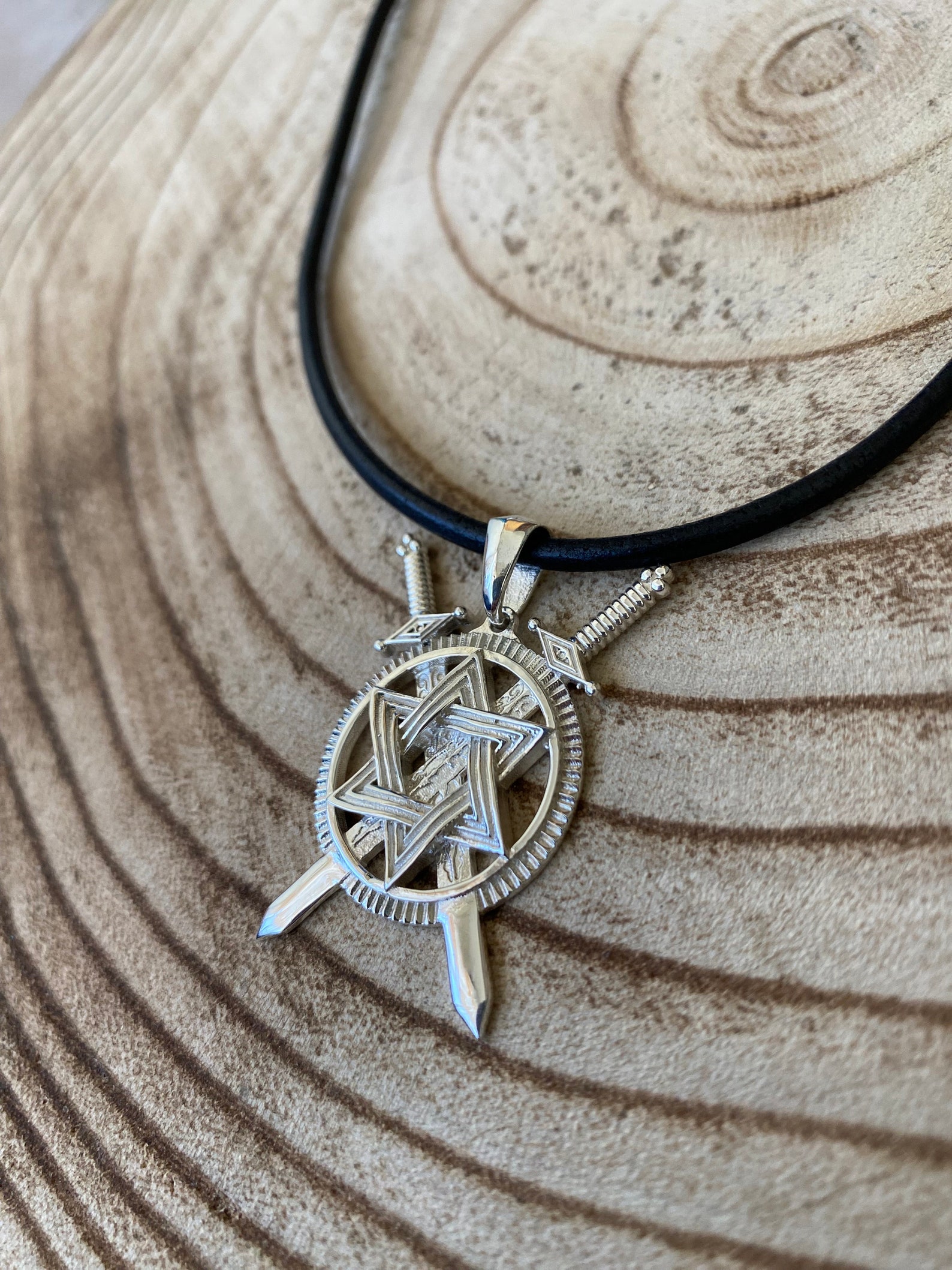 Jewish Star Charm .925 Sterling Silver Hebrew Pendant