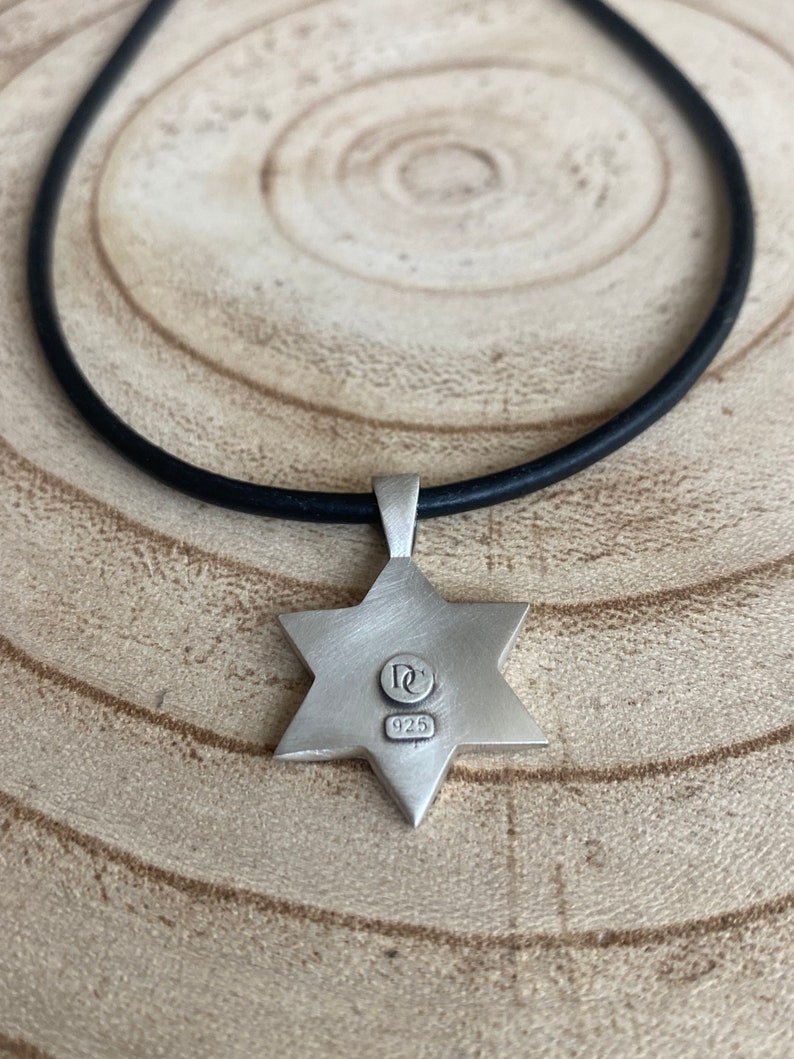 Sterling Silver Jewish Star Necklace,star of David Pendant Am Israel