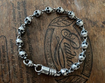 Sterling Silver Skull Bracelet 7.5-10 MM