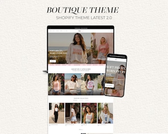 Boutique Shopify Theme 2.0 | Pink Feminine Women's Clothing Template | Minimal Elegant Website Design