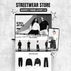 Motyw Shopify Streetwear 2.0, nowoczesny szablon strony internetowej sklepu z odzieżą modową