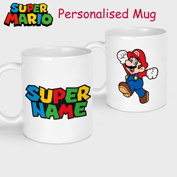 Personalised Super Mario Princess Peach Mug, Super Mario Gift, Gift for Him, Great Dad Gift, Super Mario Present. Personalised Name Mug