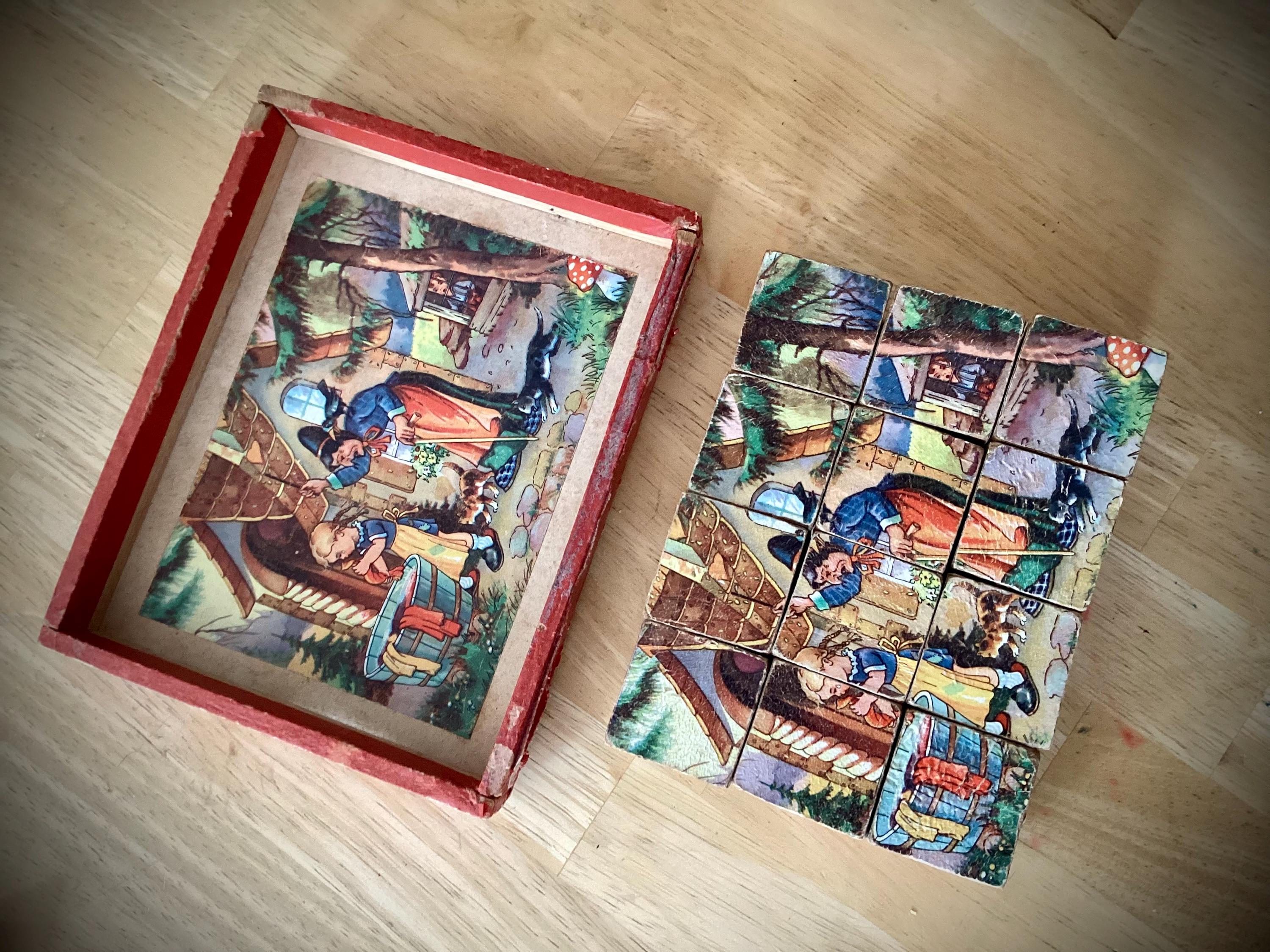 Vintage German Grimm Fairy Tales Wooden Puzzle Blocks - Etsy