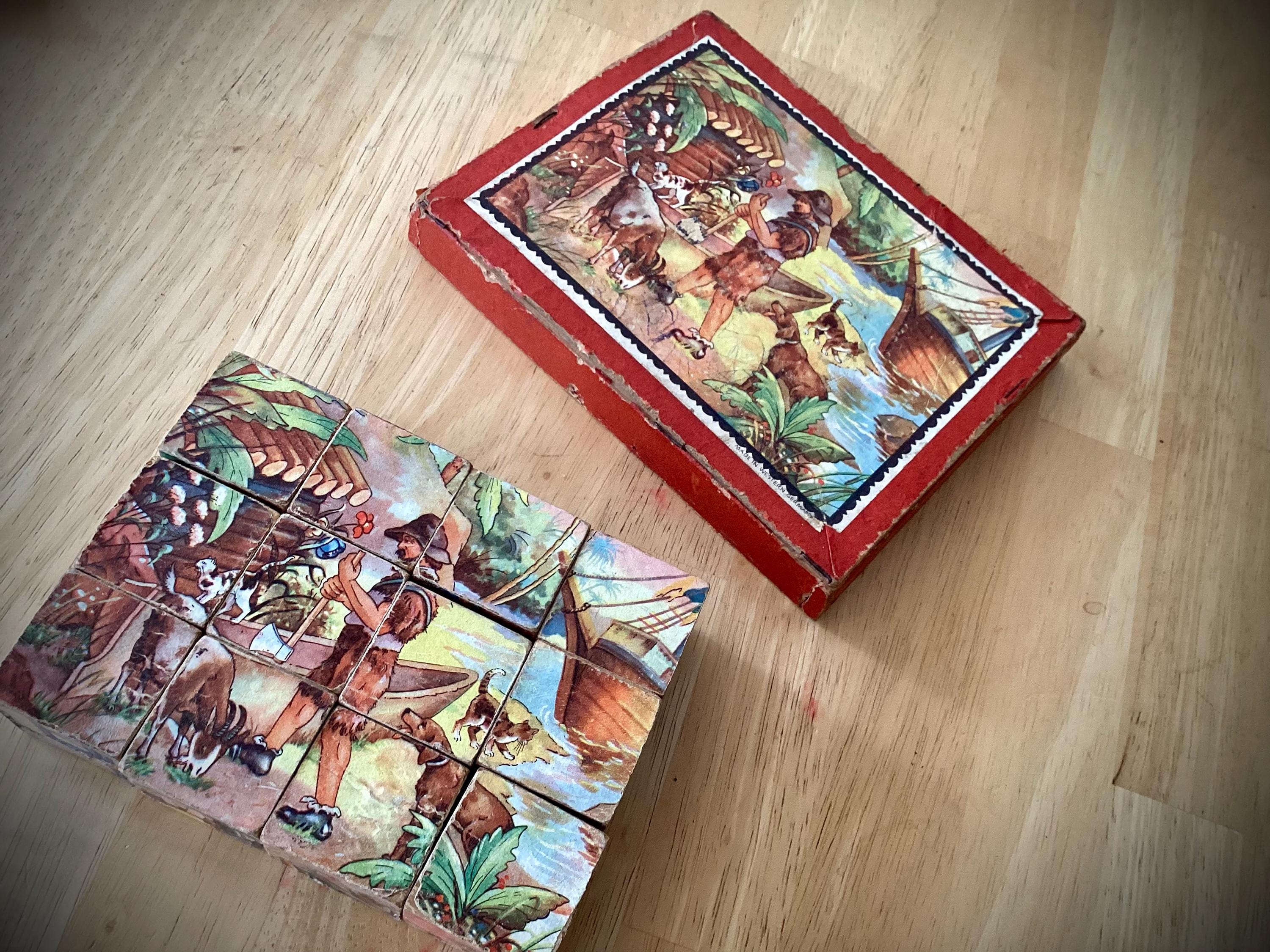 Vintage German Grimm Fairy Tales Wooden Puzzle Blocks - Etsy