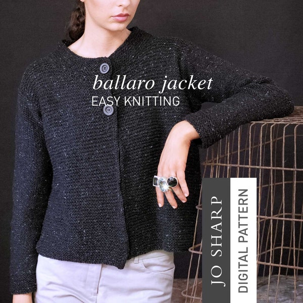 Garter Stitch Cropped Jacket | 390 Ballaro Jacket | Cropped Jacket | Jo Sharp | Digital Download Knitting Pattern